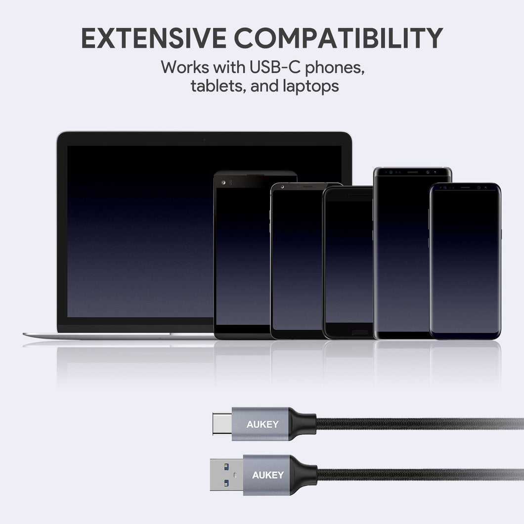 AUKEY CB-CD2 1m USB-C to USB Nylon Braided Cable 3.0 Quick Charge 3.0 High Performance